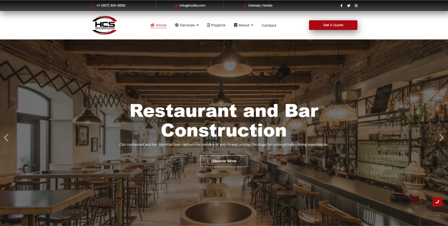Hope Construction website homepage showcasing innovative construction web design.